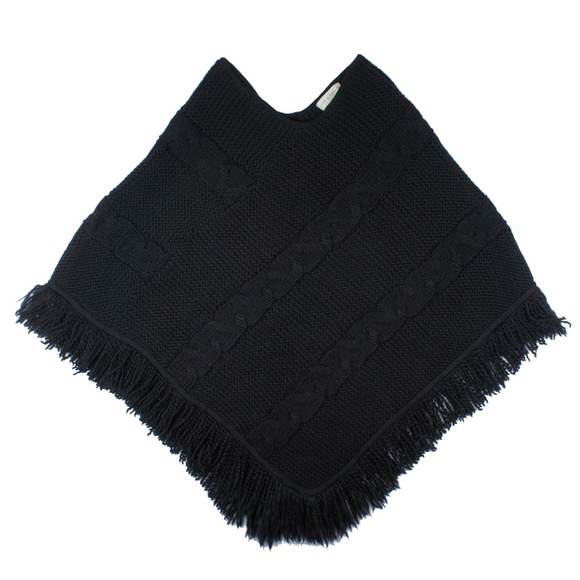 Lord & Taylor Sweaters - LORD & TAYLOR Black Cable Knit Poncho Sweater